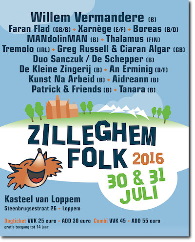 Affiche van de achtste editie van Zilleghem Folk 2016