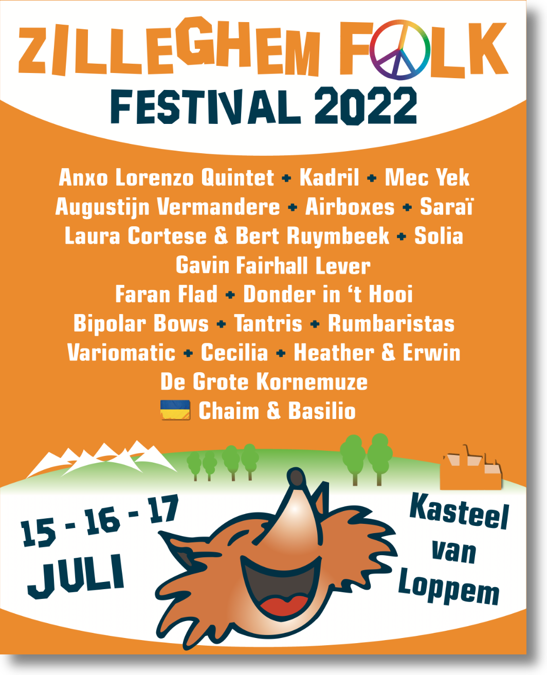 Affiche van de elfe editie van Zilleghem Folk 2022
